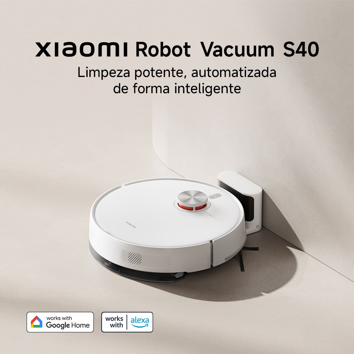 Aspirador Robô Xiaomi S40 3em1 70W Filtro HEPA Controle por App Bivolt Branco