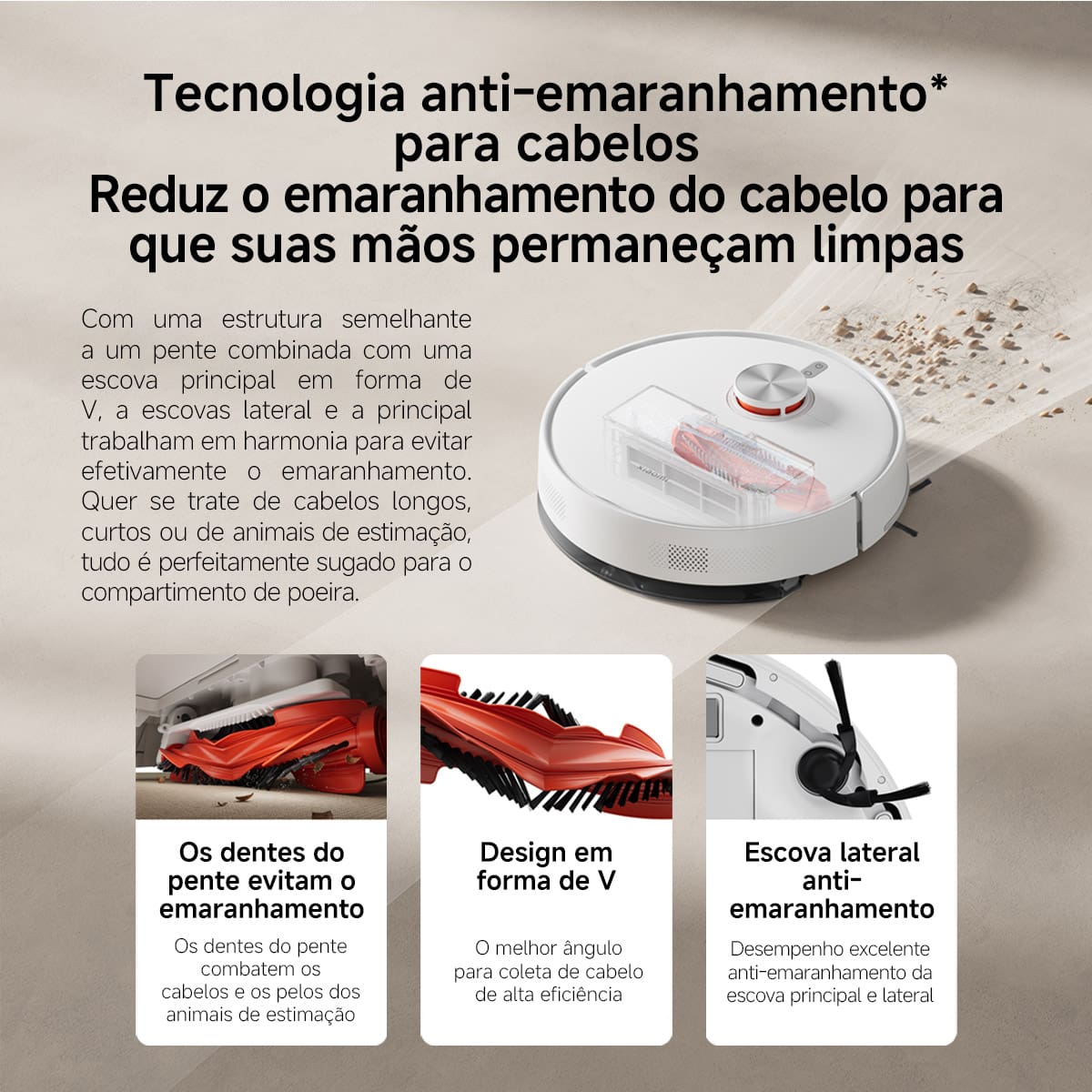 Aspirador Robô Xiaomi S40 3em1 70W Filtro HEPA Controle por App Bivolt Branco