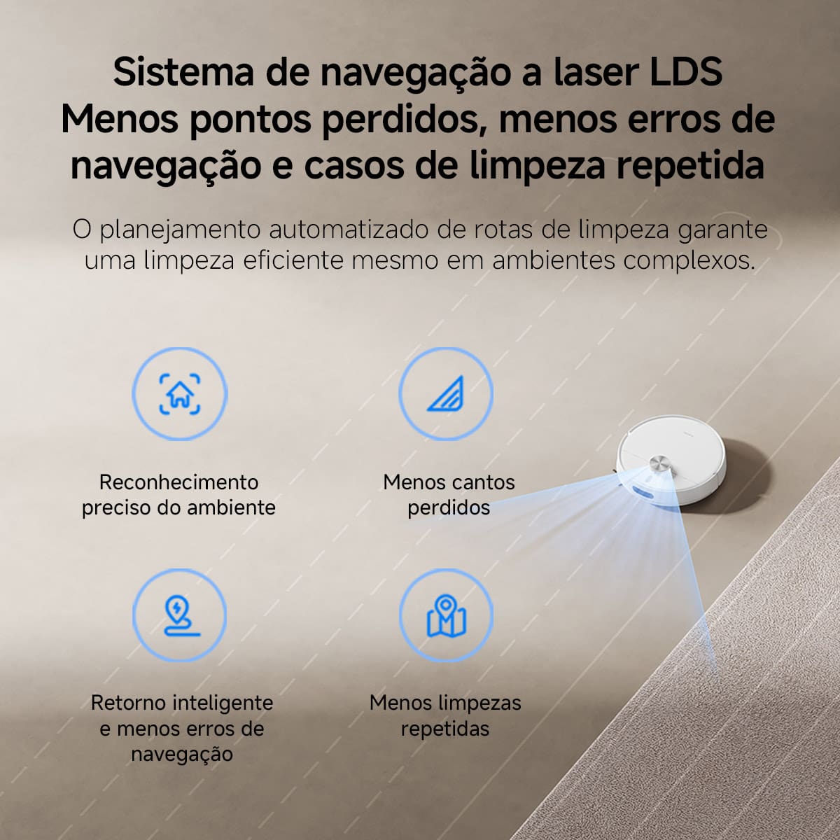Aspirador Robô Xiaomi S40 3em1 70W Filtro HEPA Controle por App Bivolt Branco