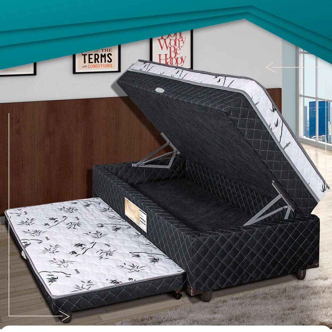 Cama Box Conjugada Solteiro Lightspuma Carol