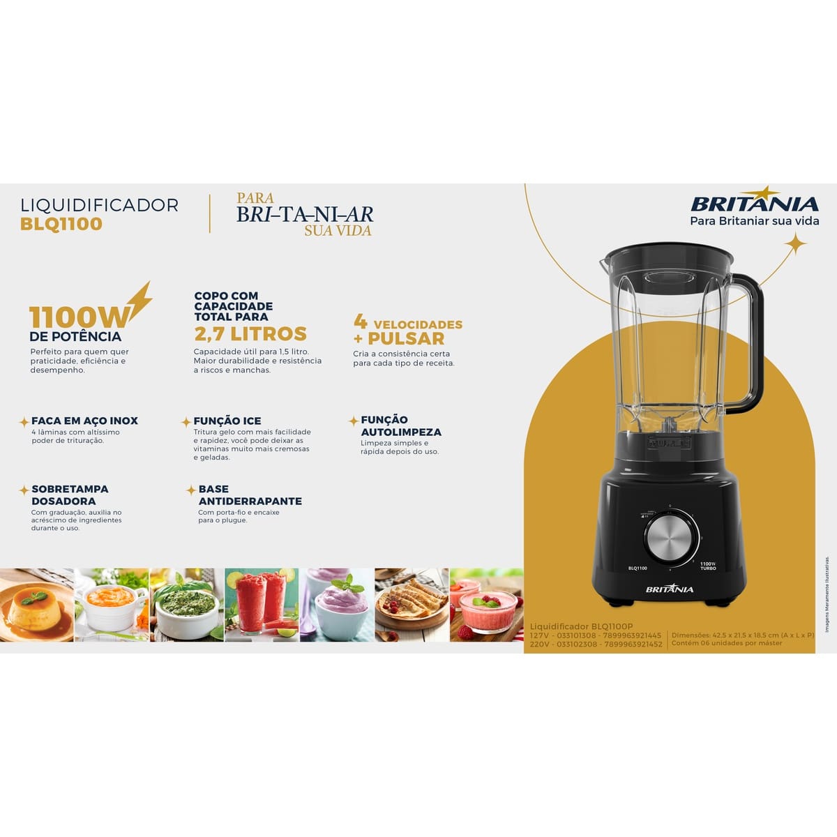 Liquidificador Britânia BLQ1100 1100W Preto