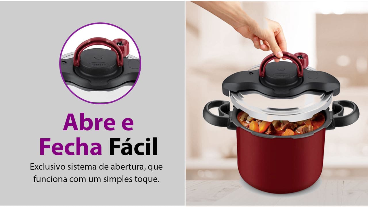 Panela Pressão Rochedo Clipso Alumínio sistema de abertura e fechamento