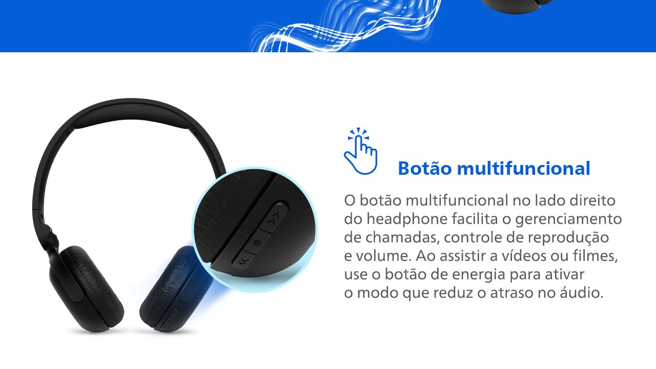 Fone de Ouvido Philips TAH2209BK/00 Headphone Bluetooth