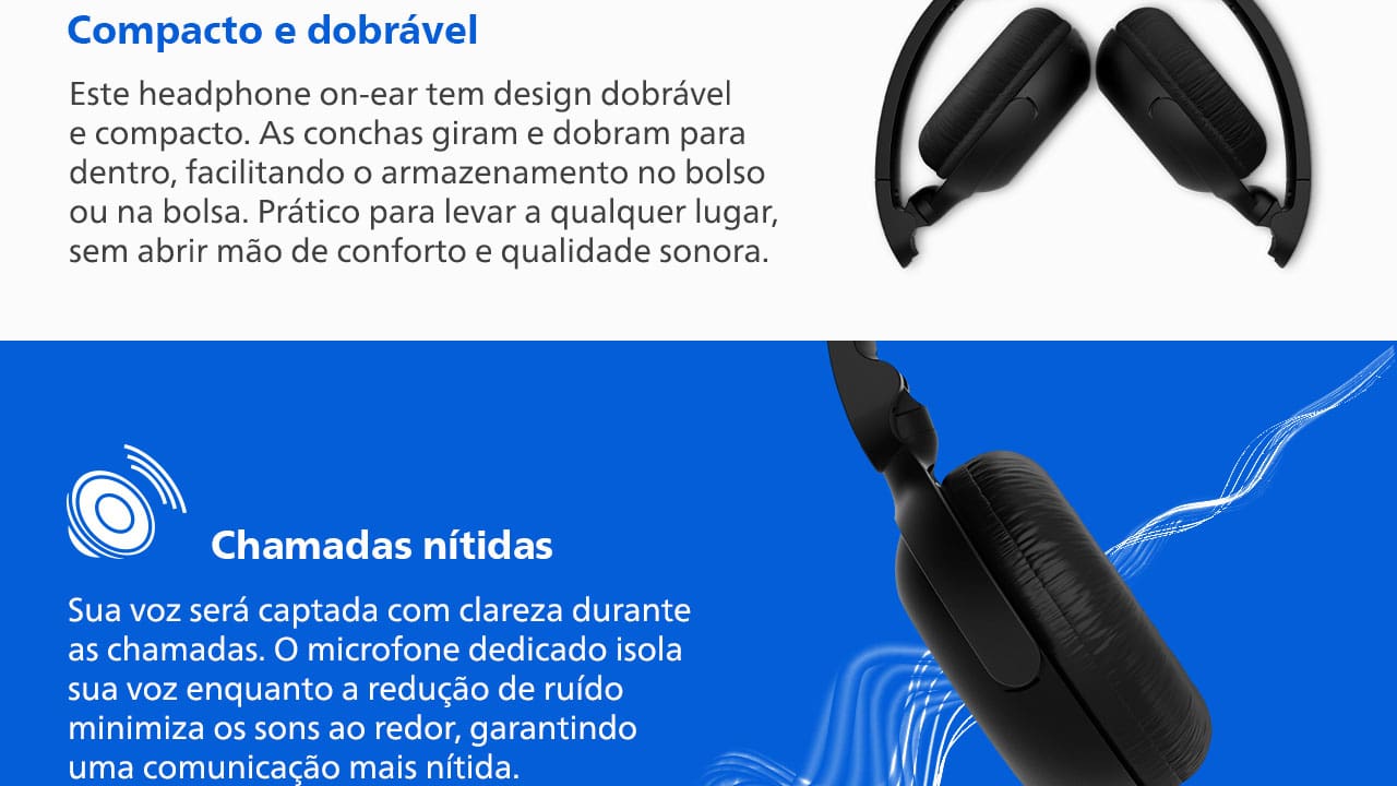 Fone de Ouvido Philips TAH2209BK/00 Headphone Bluetooth