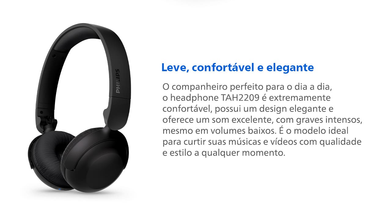 Fone de Ouvido Philips TAH2209BK/00 Headphone Bluetooth