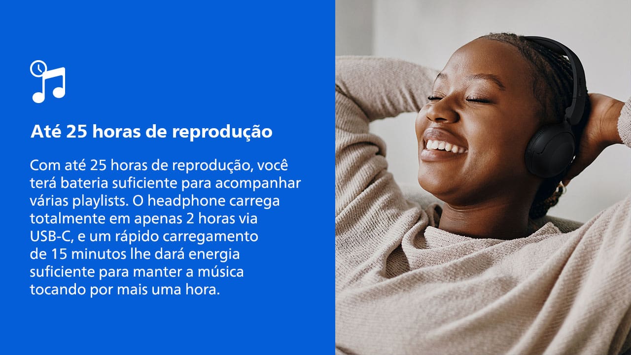 Fone de Ouvido Philips TAH2209BK/00 Headphone Bluetooth
