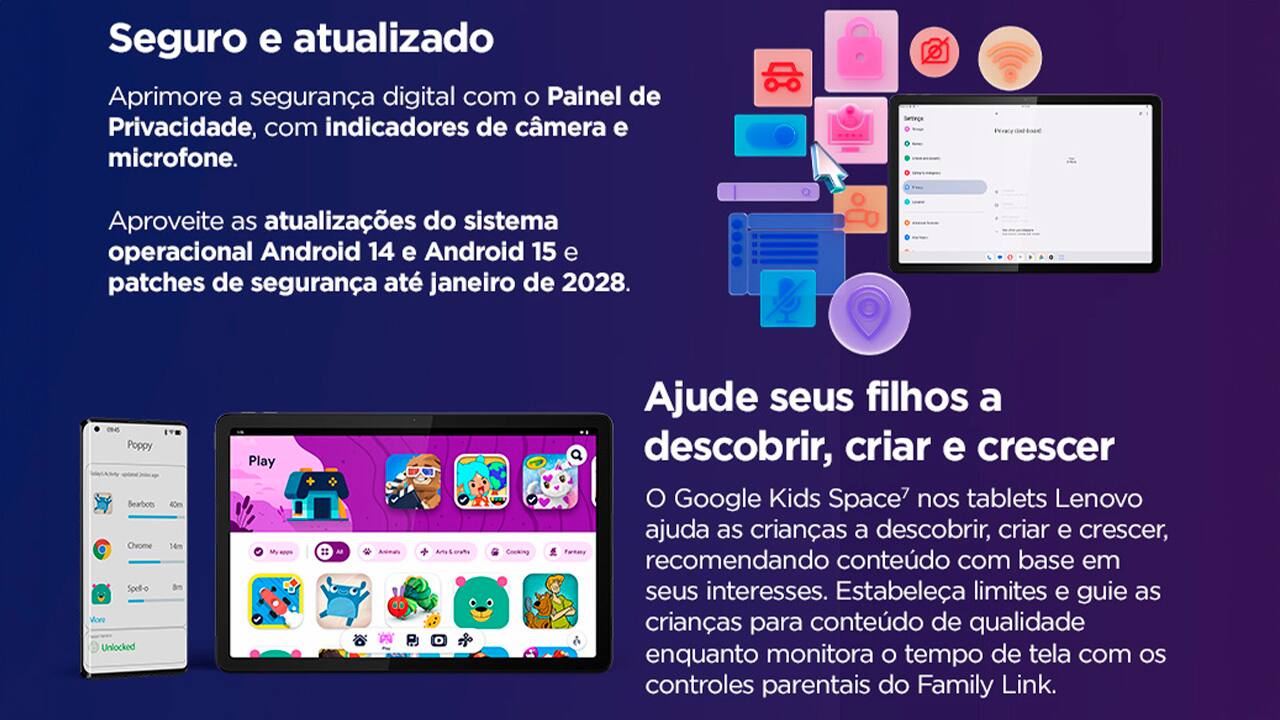 O Tablet Lenovo M11 é a companhia ideal para quem precisa de performance e praticidade no dia a dia. Equipado com o poderoso processamento do chip MediaTek Helio G88 (2,00 GHz) e 4GB de memória RAM, o modelo M11 se destaca pela possibilidade de realizar múltiplas tarefas de forma ágil, tudo isso, sem perder seu aspecto portátil, sendo leve e fácil de ser carregado.