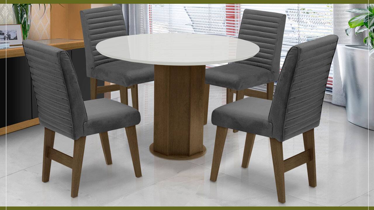 Conjunto Mesa Jantar 4 Cadeiras Dobuê Turim