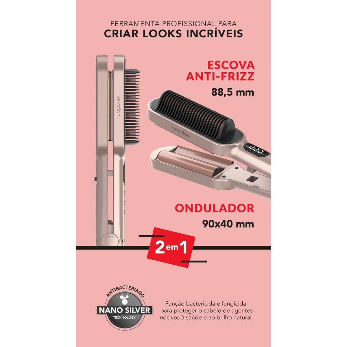 Prancha Modeladora GA.MA Italy 2 em 1 Waver & Brush Keration 220°C