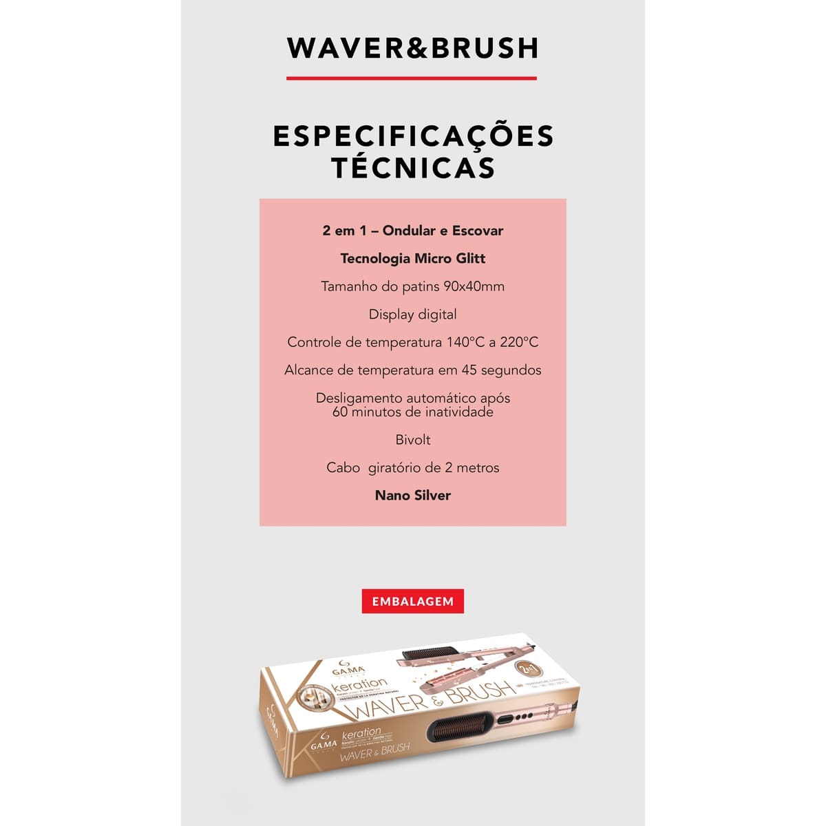 Prancha Modeladora GA.MA Italy 2 em 1 Waver & Brush Keration 220°C