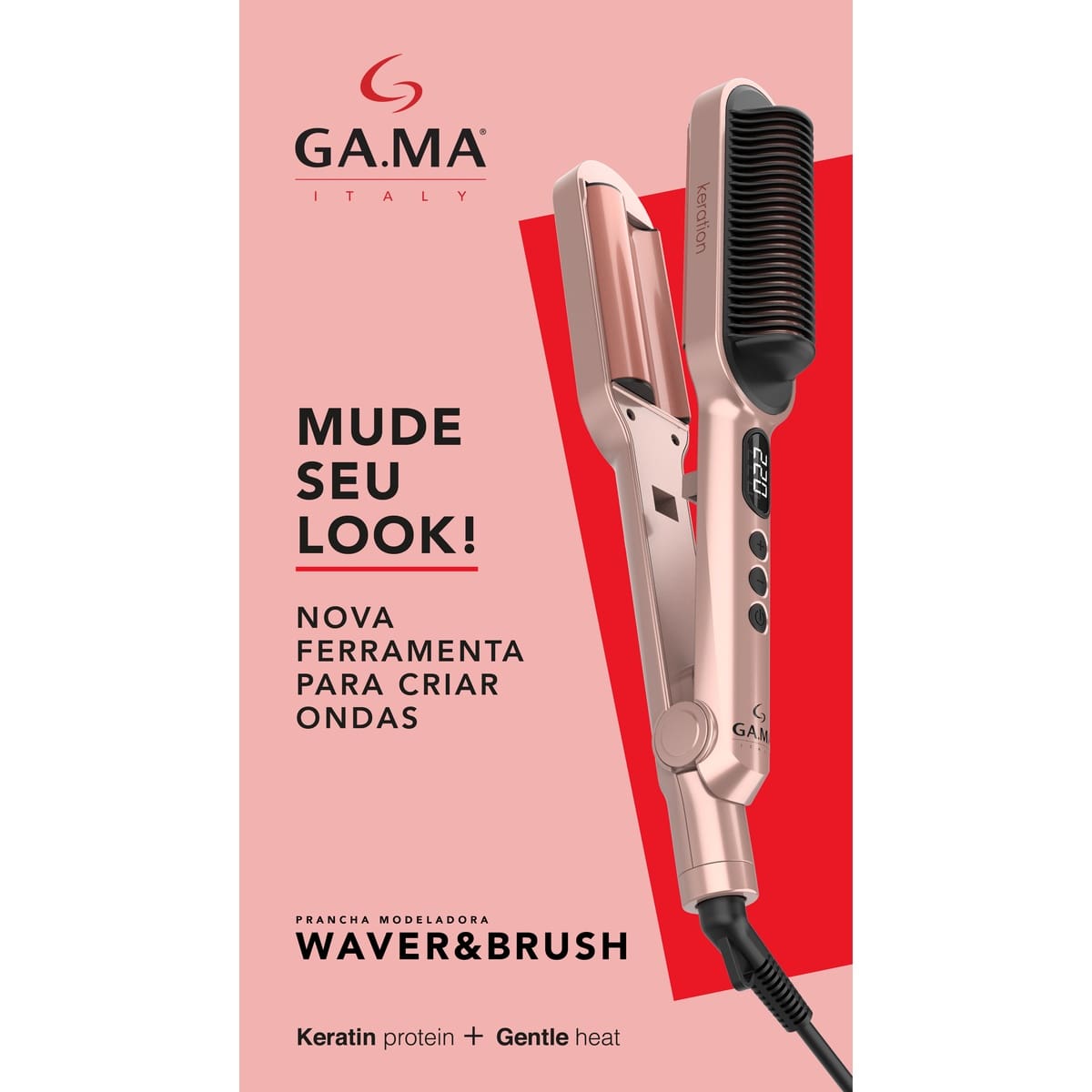 Prancha Modeladora GA.MA Italy 2 em 1 Waver & Brush Keration 220°C