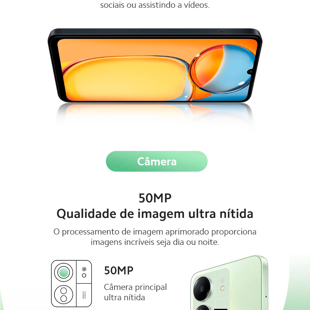 A Xiaomi traz um celular perfeito para você que busca velocidade, design e tecnologia. O smartphone Xiaomi Redmi 13C Preto possui processador Octa-core MediaTek Helio G85, armazenamento interno de 256GB, 8GB de RAM: abra aplicativos, jogos e muito mais com velocidade, eficiência e qualidade. Ideal para usuários que buscam um celular ágil e fluido para o dia a dia.