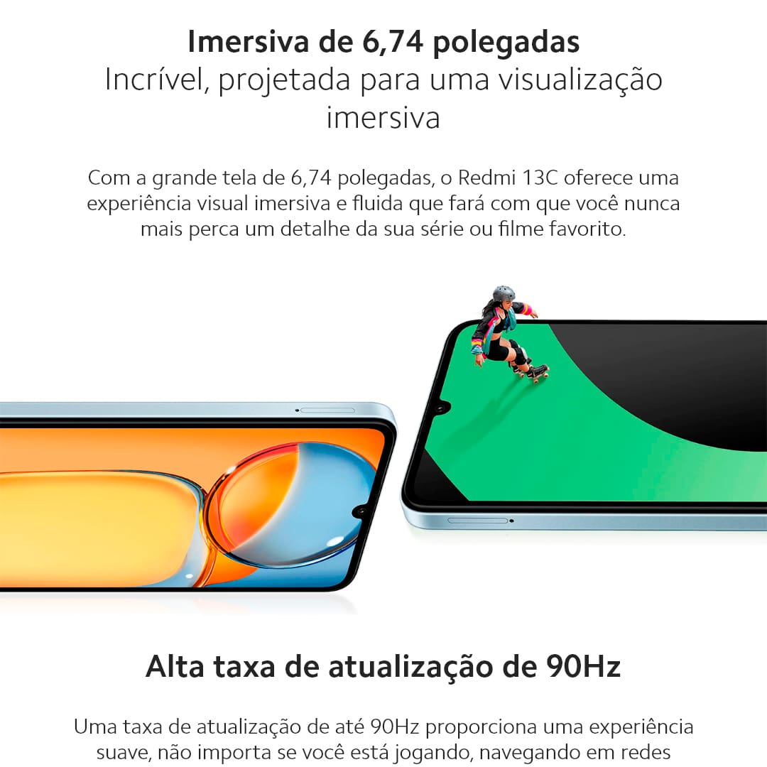 A Xiaomi traz um celular perfeito para você que busca velocidade, design e tecnologia. O smartphone Xiaomi Redmi 13C Preto possui processador Octa-core MediaTek Helio G85, armazenamento interno de 256GB, 8GB de RAM: abra aplicativos, jogos e muito mais com velocidade, eficiência e qualidade. Ideal para usuários que buscam um celular ágil e fluido para o dia a dia.