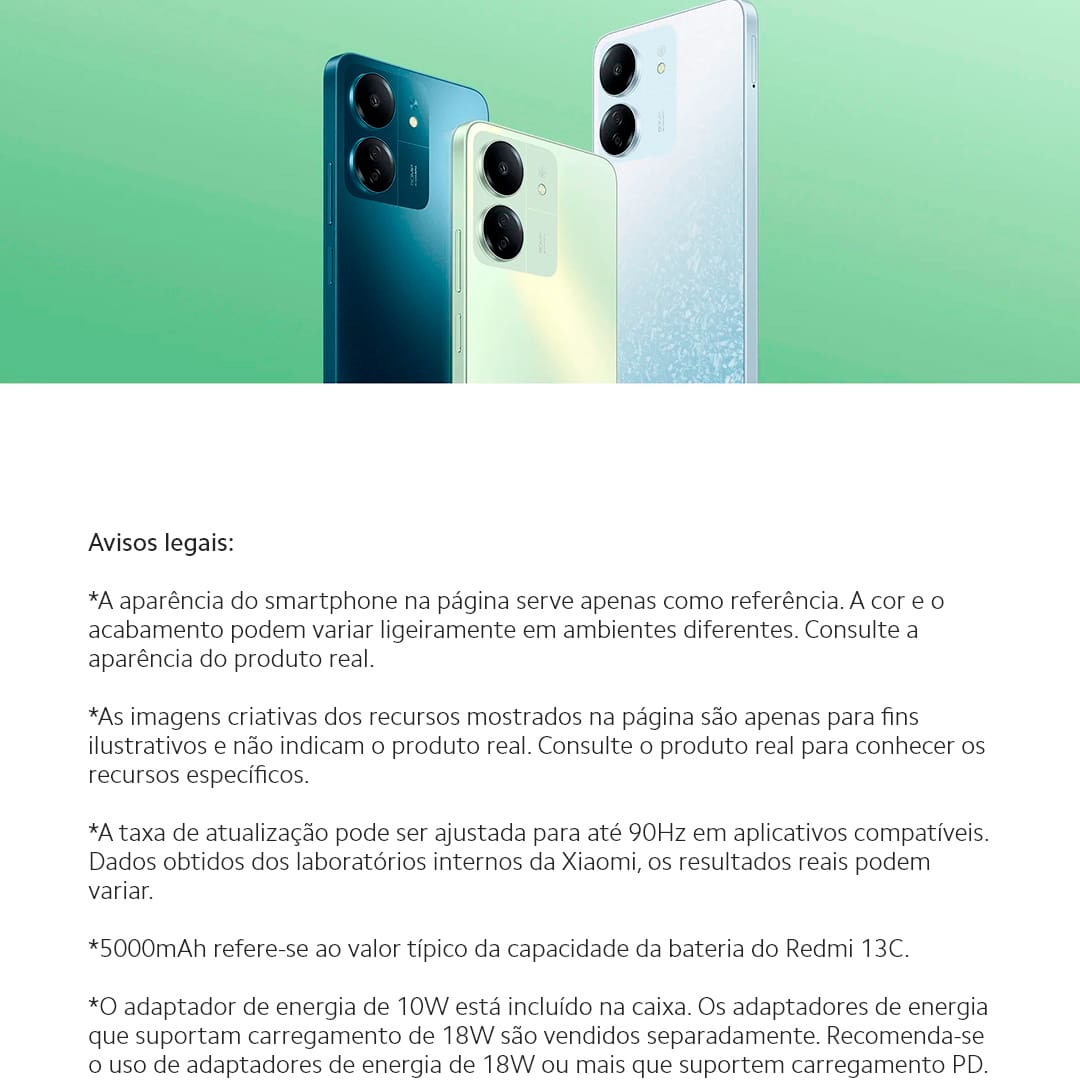 A Xiaomi traz um celular perfeito para você que busca velocidade, design e tecnologia. O smartphone Xiaomi Redmi 13C Preto possui processador Octa-core MediaTek Helio G85, armazenamento interno de 256GB, 8GB de RAM: abra aplicativos, jogos e muito mais com velocidade, eficiência e qualidade. Ideal para usuários que buscam um celular ágil e fluido para o dia a dia.