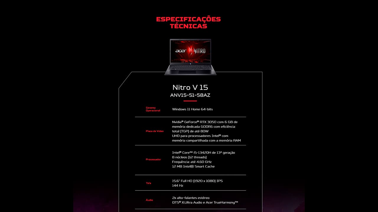Notebook Gamer Acer Nitro V15
