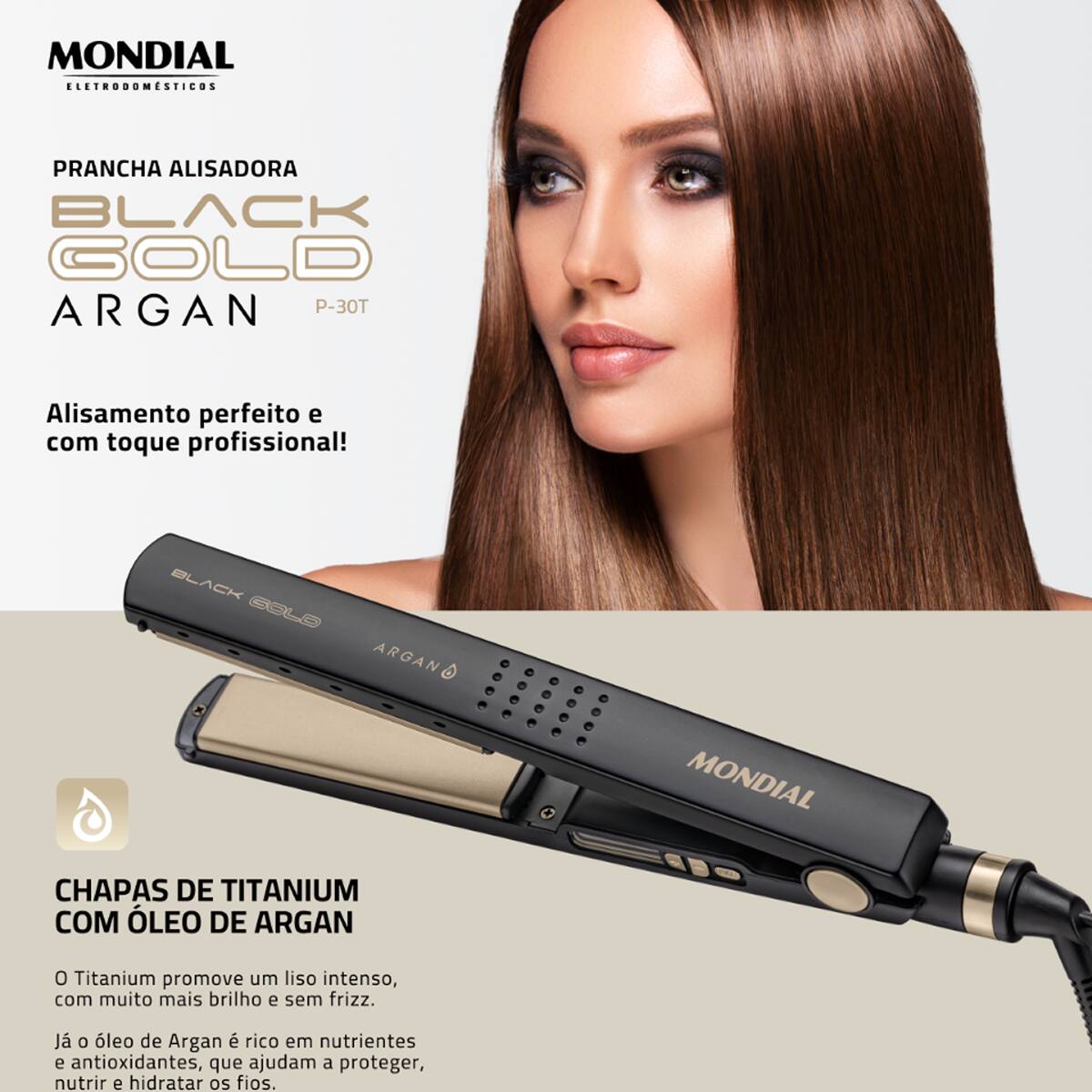 Chapinha Prancha Alisadora Mondial Black Gold
