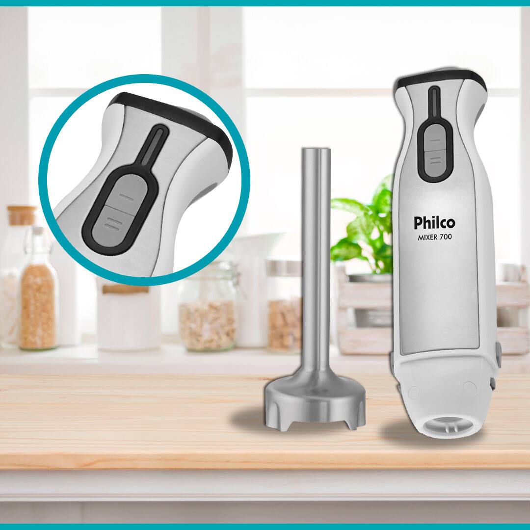 Mixer de metal e plástico com design ergonômico