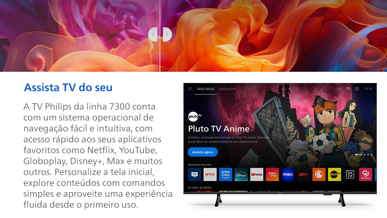 Smart TV 55" 4K Philips 55PUG7300/78 UHD Titan OS Pixel