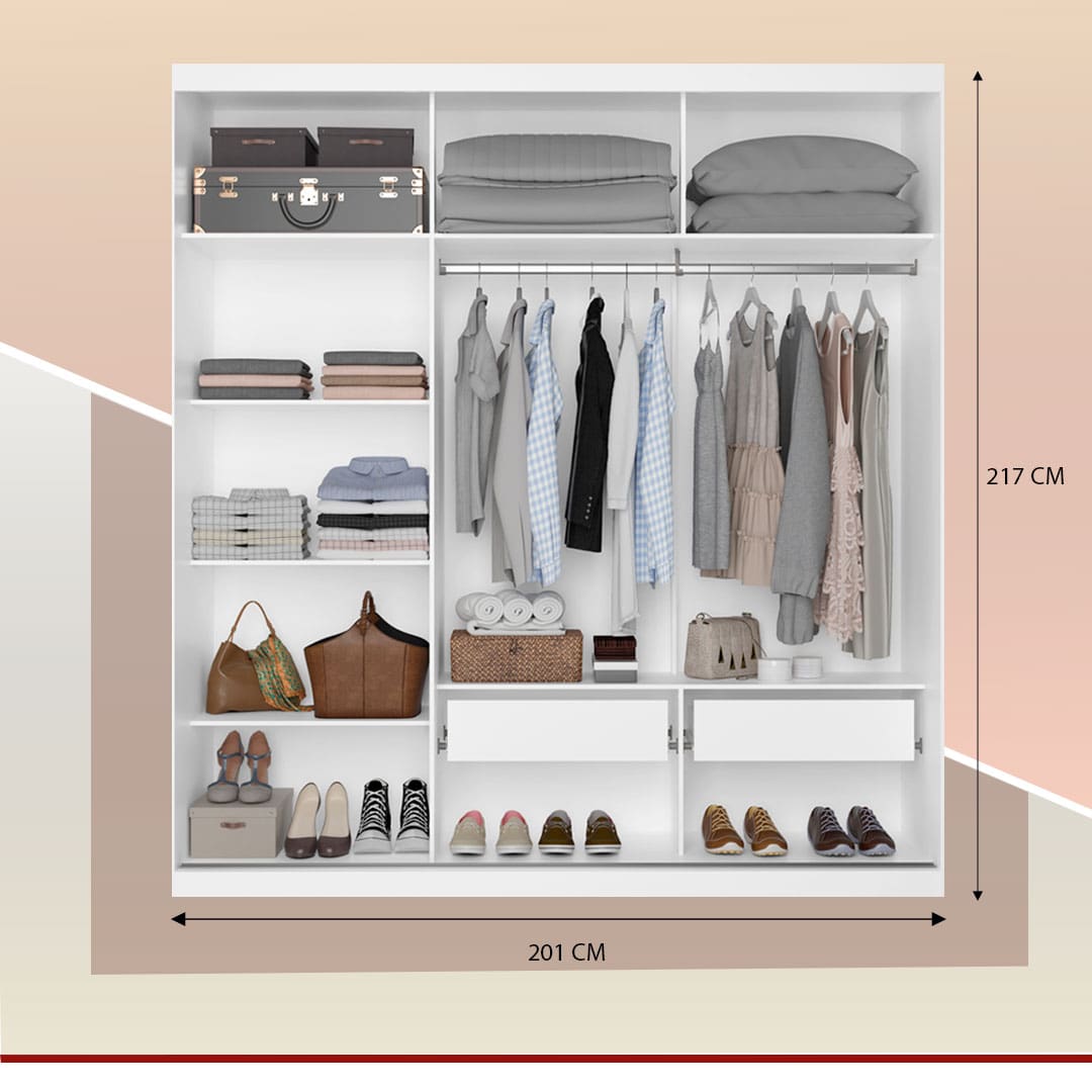 Guarda-Roupa com Espelho Paris da Bartira