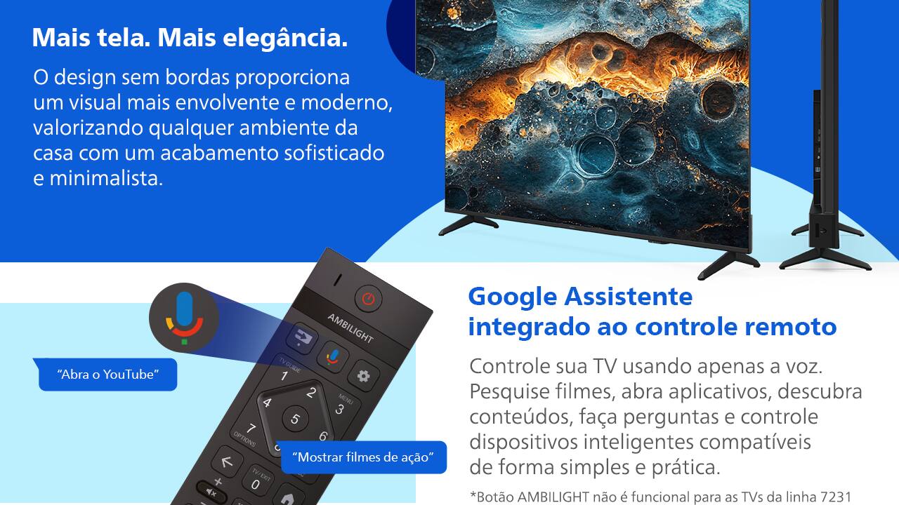 Smart TV 65" 4K UHD Philips 65PUG7231/78 Google TV...