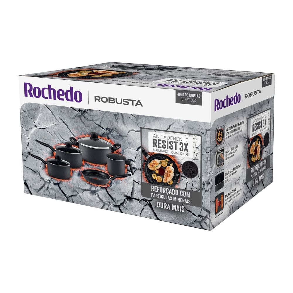 Conjunto de Panelas Rochedo Robusta 5 Peças 