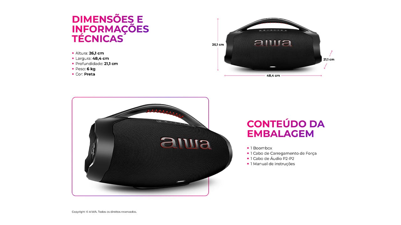 Som Potente e Cristalino. Sistema de 3 vias: 1 subwoofer, 2 midrange e 2 tweeters para graves profundos, médios nítidos e agudos cristalinos. 200W RMS de potência, radiadores passivos laterais para melhor propagação do som em todos os cantos do ambiente.