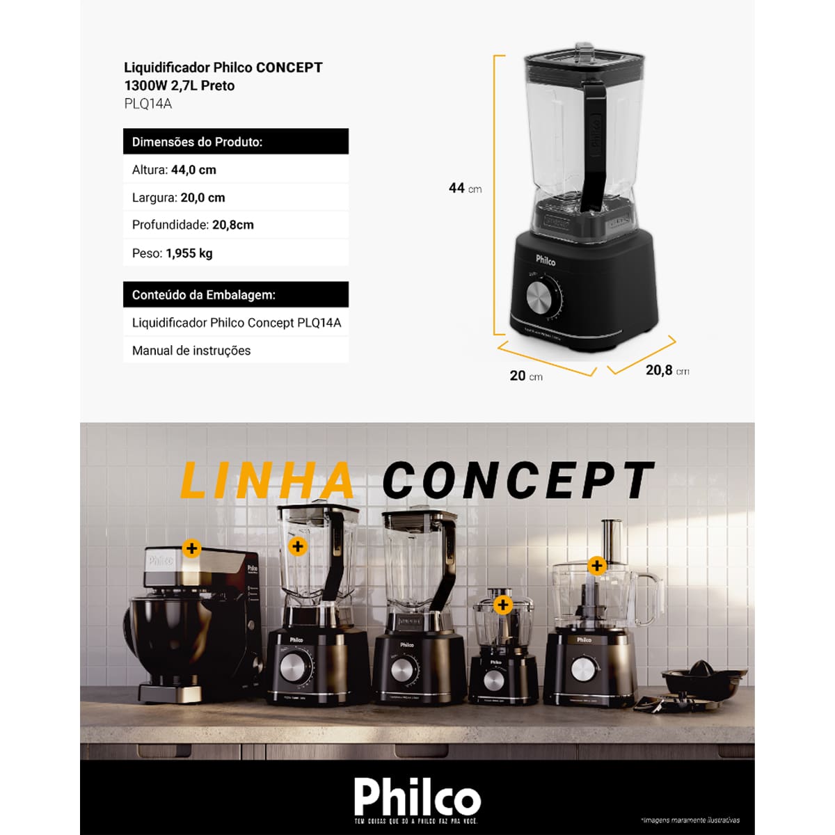 Liquidificador Philco PLQ14A 1300W 12 Velocidades