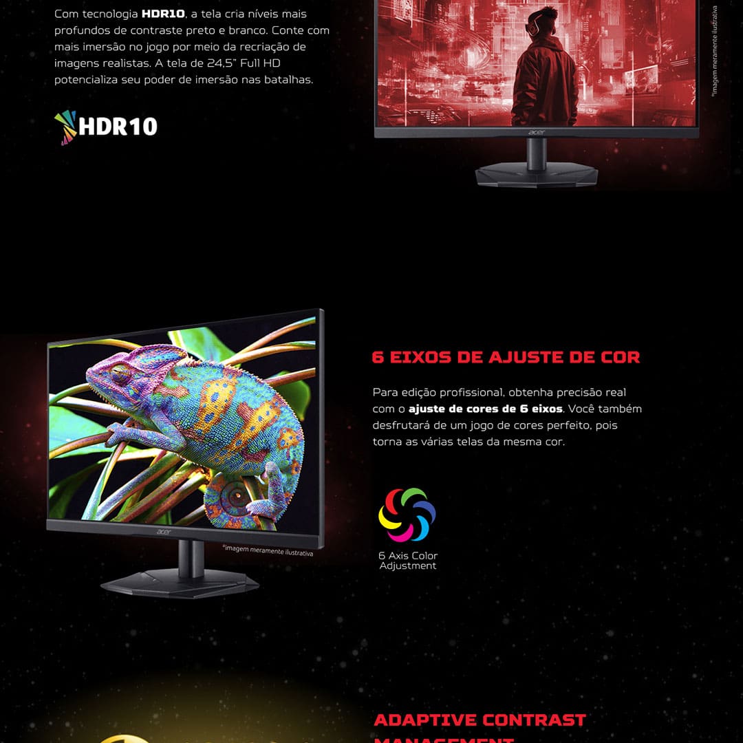 Monitor Gamer 24.5” Acer KG1 Nitro