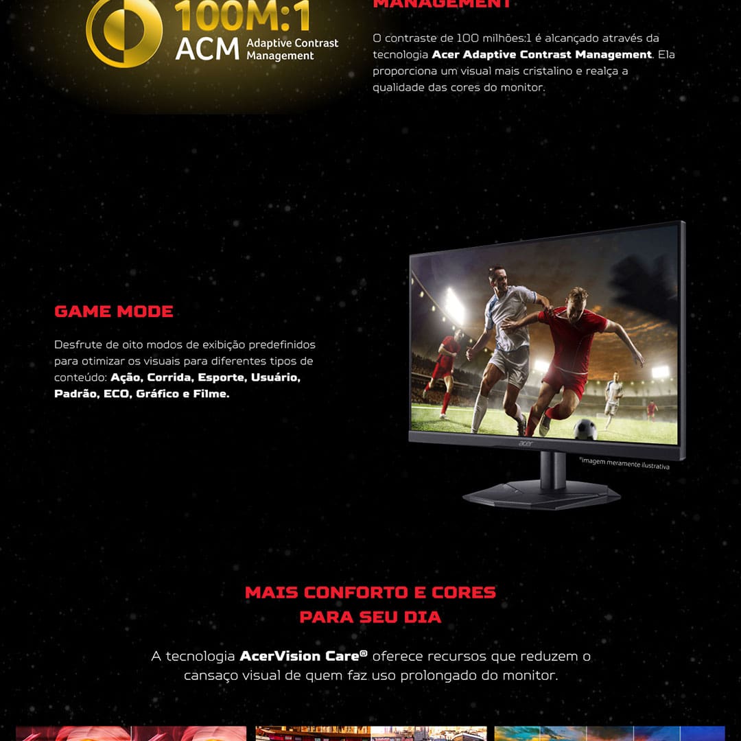 Monitor Gamer 24.5” Acer KG1 Nitro