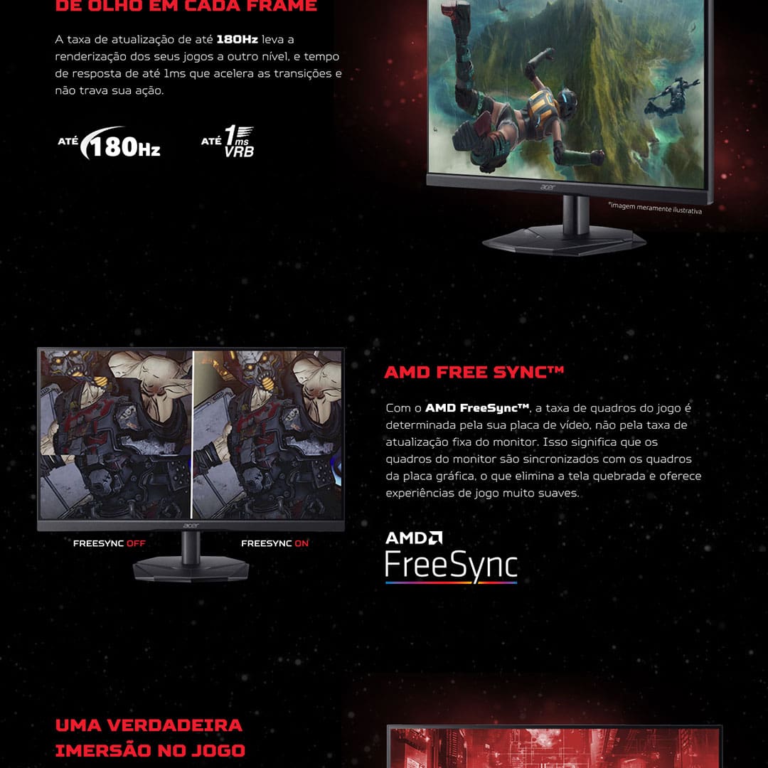 Monitor Gamer 24.5” Acer KG1 Nitro