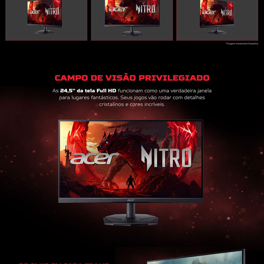 Monitor Gamer 24.5” Acer KG1 Nitro