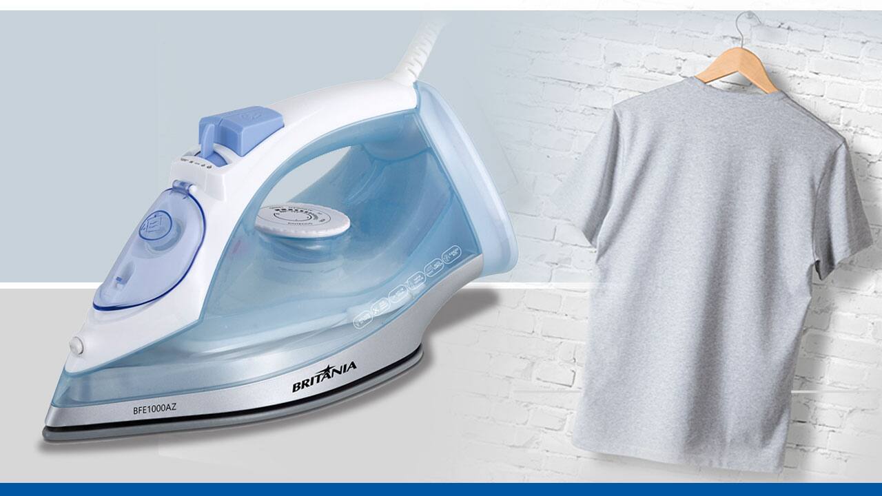Ferro Britânia seletor de temperatura salva botões com camiseta no cabide