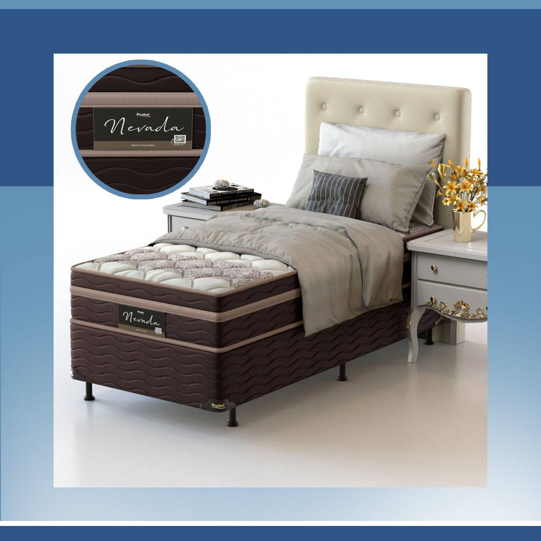 Cama Box Solteiro Probel Nevada colchão