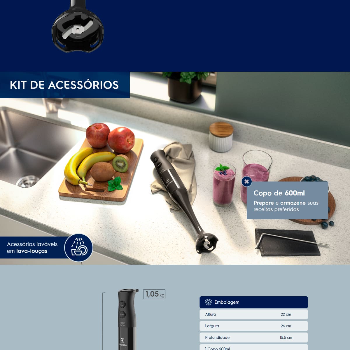 Mixer Electrolux EIB05 400W Tecnologia TruFlow 