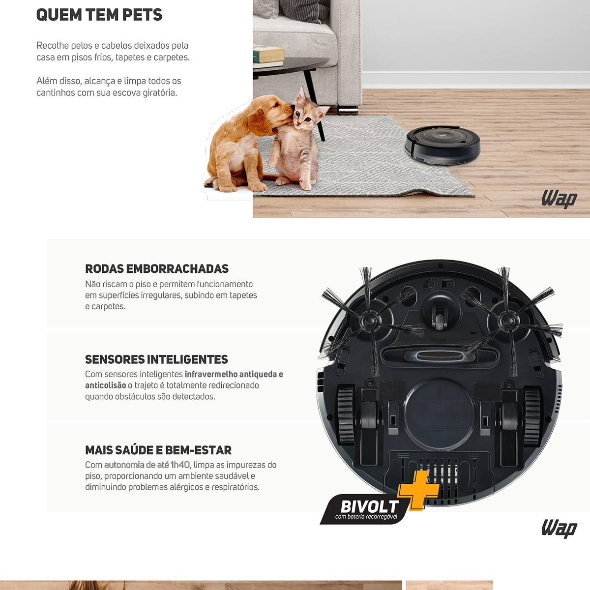 Aspirador de Pó Robô Wap Robot W100