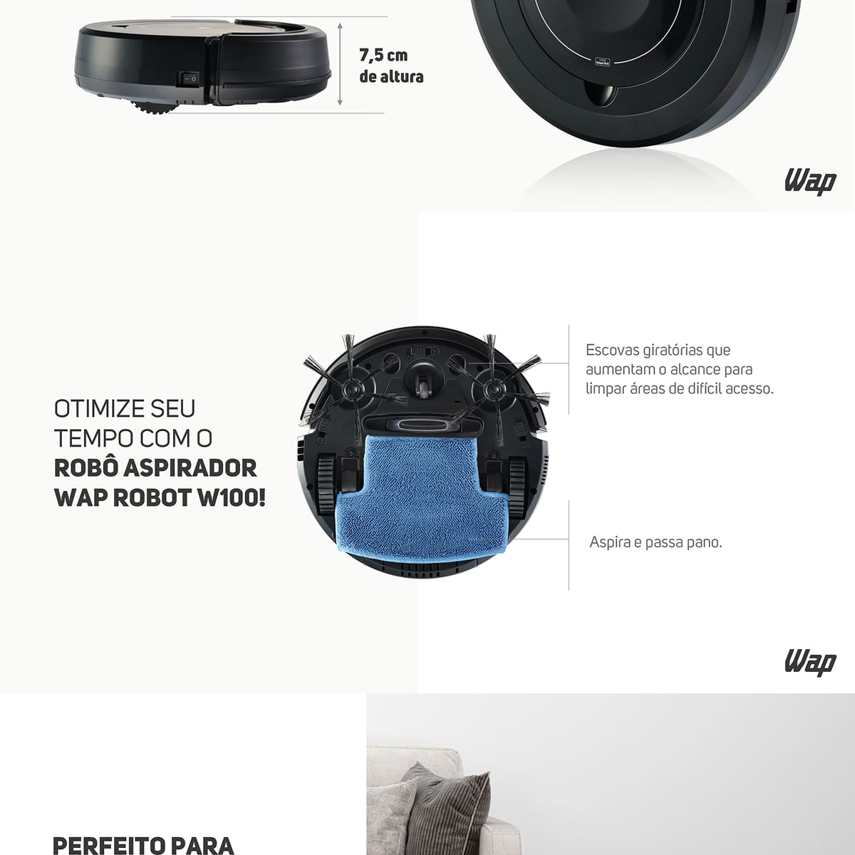 Aspirador de Pó Robô Wap Robot W100