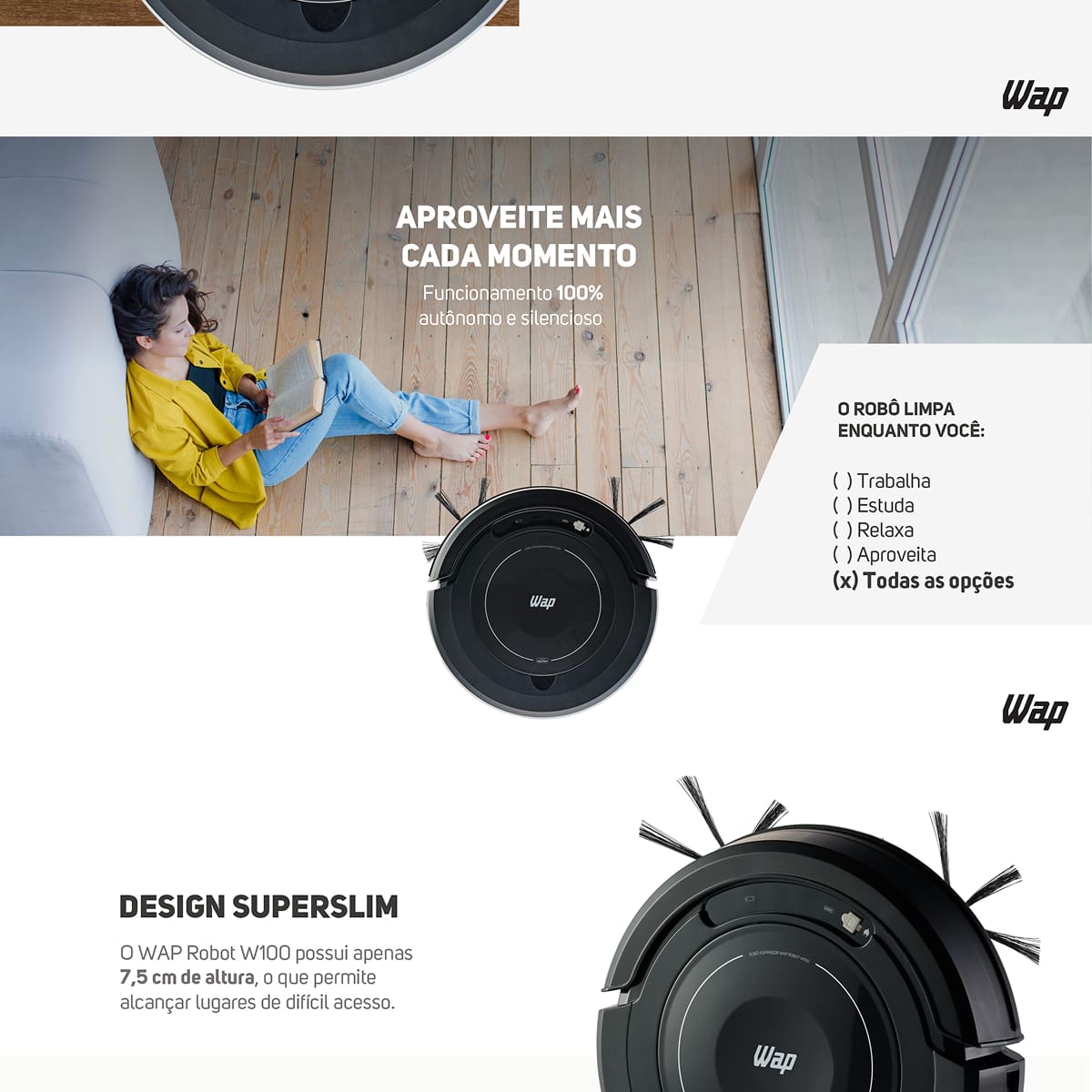 Aspirador de Pó Robô Wap Robot W100