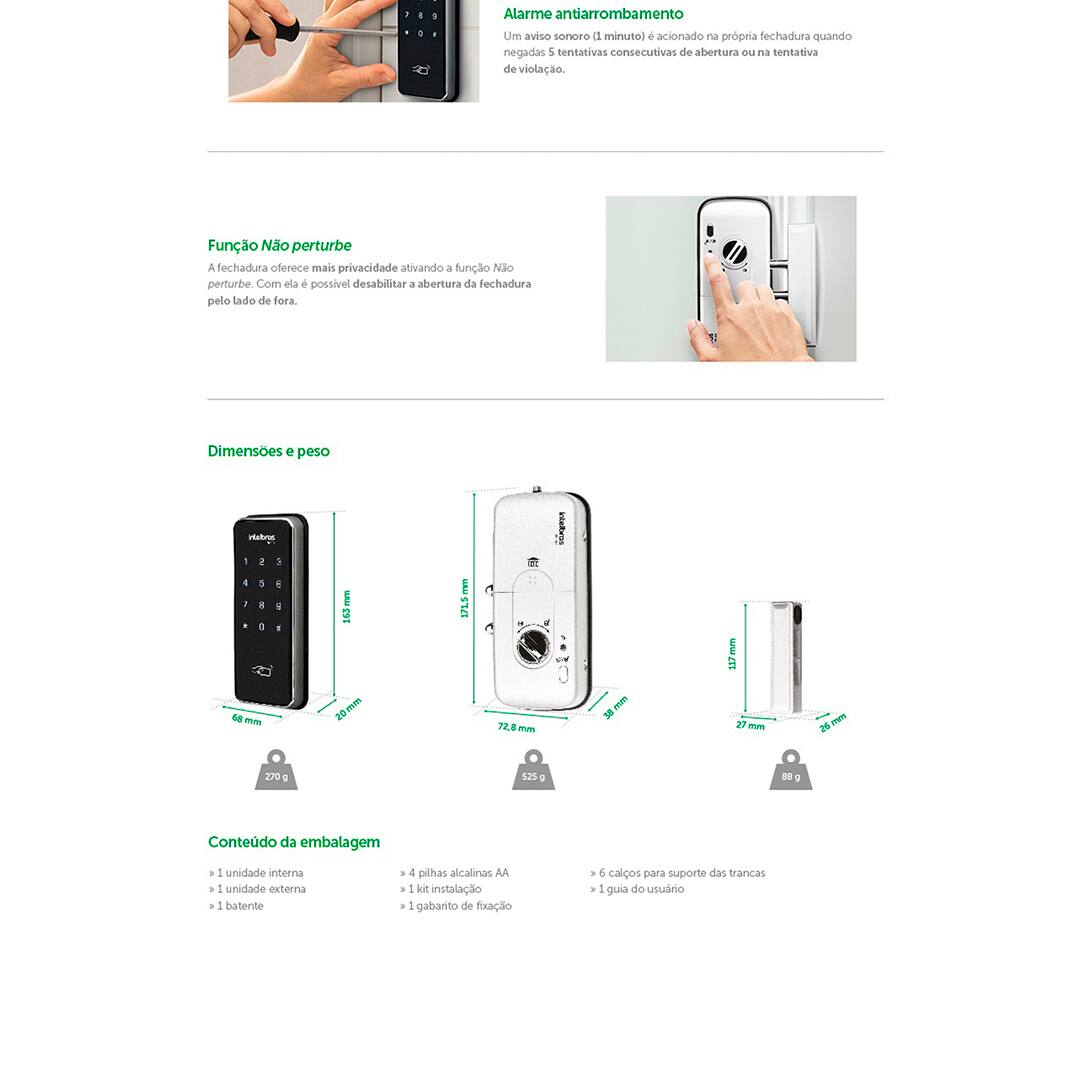 Fechadura Digital de Sobrepor Intelbras FR 201 Preta