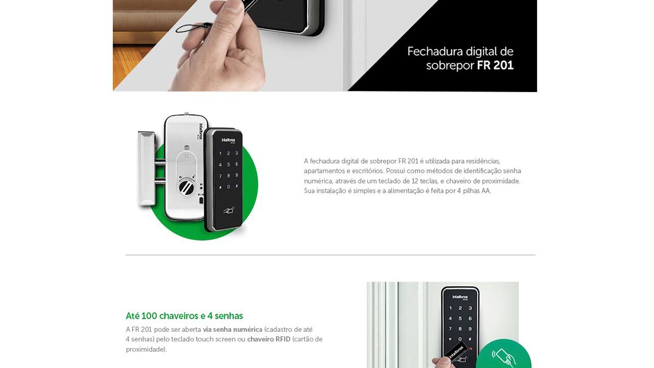 Fechadura Digital de Sobrepor Intelbras FR 201 Preta