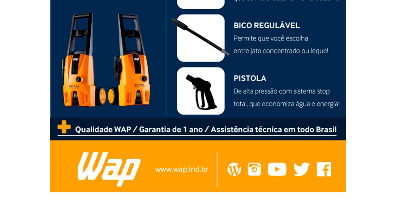 Lavadora de Alta Pressão Wap Ousada Plus 2200 -1750PSI