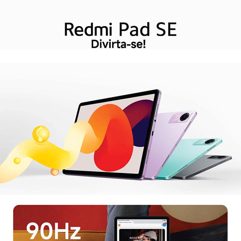 O Tablet Redmi Pad SE é a escolha perfeita para quem busca um aparelho com bateria de longa duração, grande capacidade de armazenamento e câmera principal nítida com 8 MP para registrar os melhores momentos. A bateria de longa duração (8000mAh) elimina as preocupações em recarregar o tablet enquanto você viaja, assiste a vídeos ou participa de reuniões on-line.