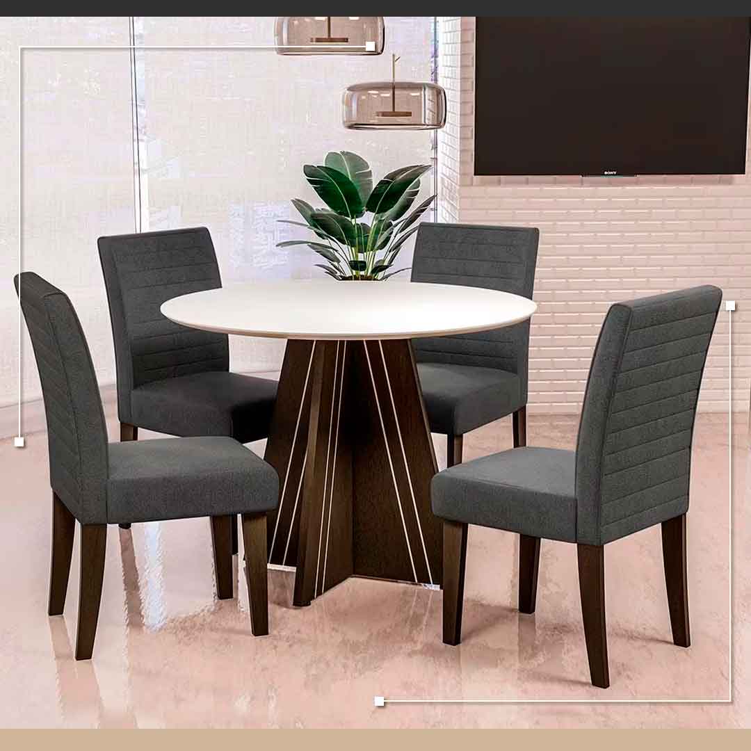 Mesa de Jantar Dobuê Turim com 4 Cadeiras conjunto sala de jantar