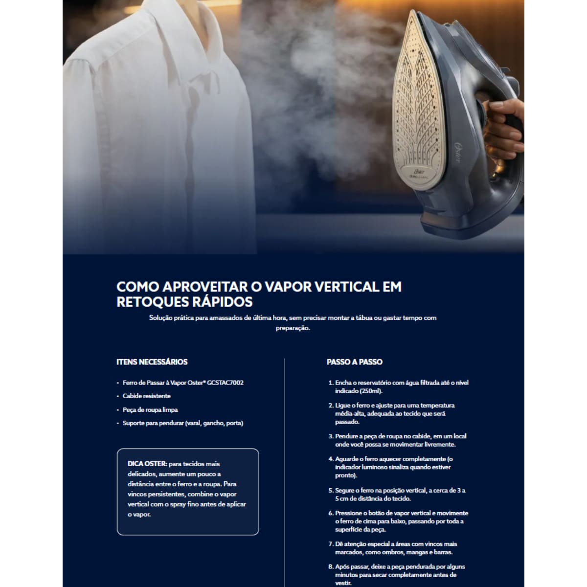 Ferro de Passar a Vapor Oster AeroCeramic 250ml Va...
