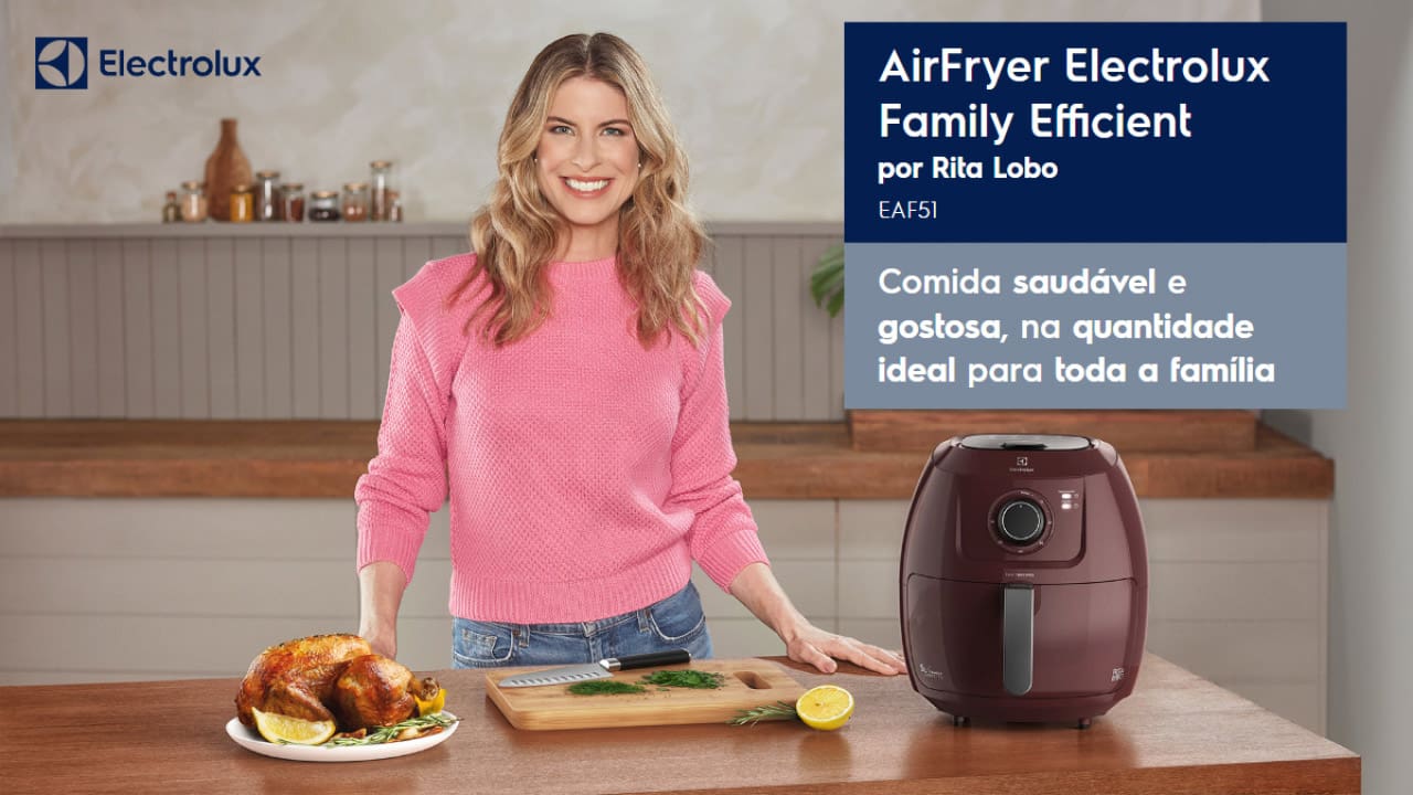Fritaderia Elétrica Air Fryer Electrolux Family Efficient EAF51 Rita Lobo 5L Vinho