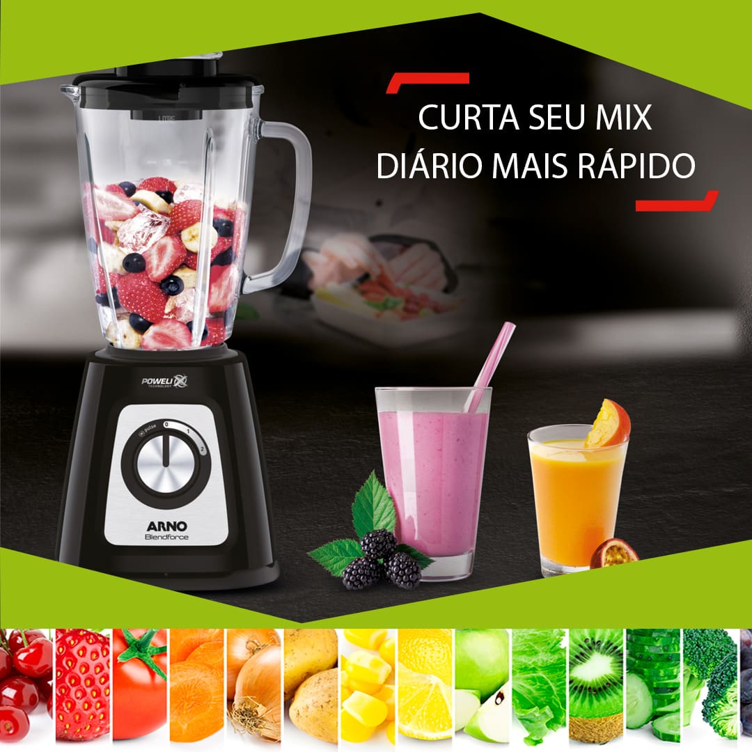 Liquidificador Arno Blendforce LN91 capacidade copo vidro