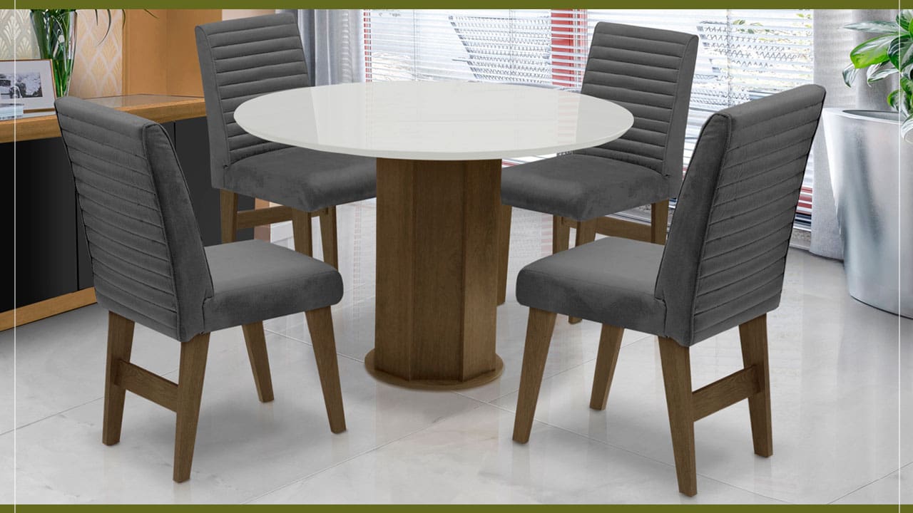Mesa de Jantar Dobuê Turim com 4 Cadeiras