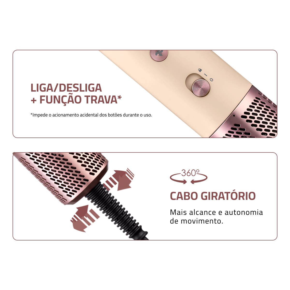 Secador 5 em 1 Mondial SM-01-BLDC-CP 1500W Tecnologia Cerâmica Rosa