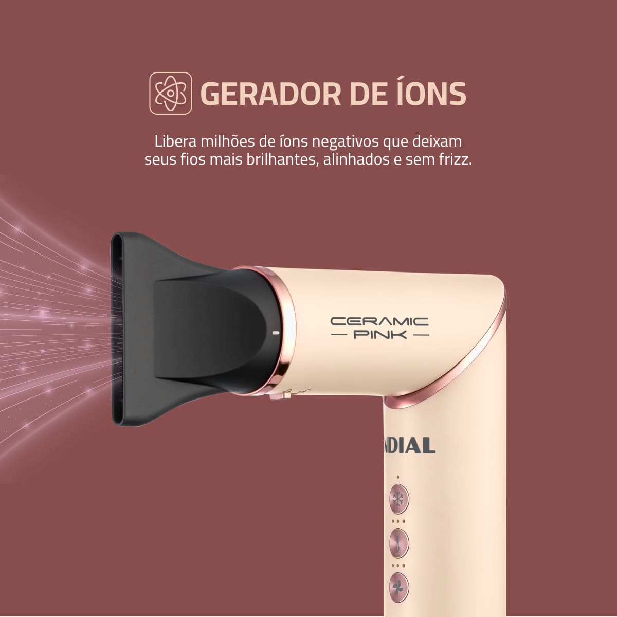 Secador 5 em 1 Mondial SM-01-BLDC-CP 1500W Tecnologia Cerâmica Rosa