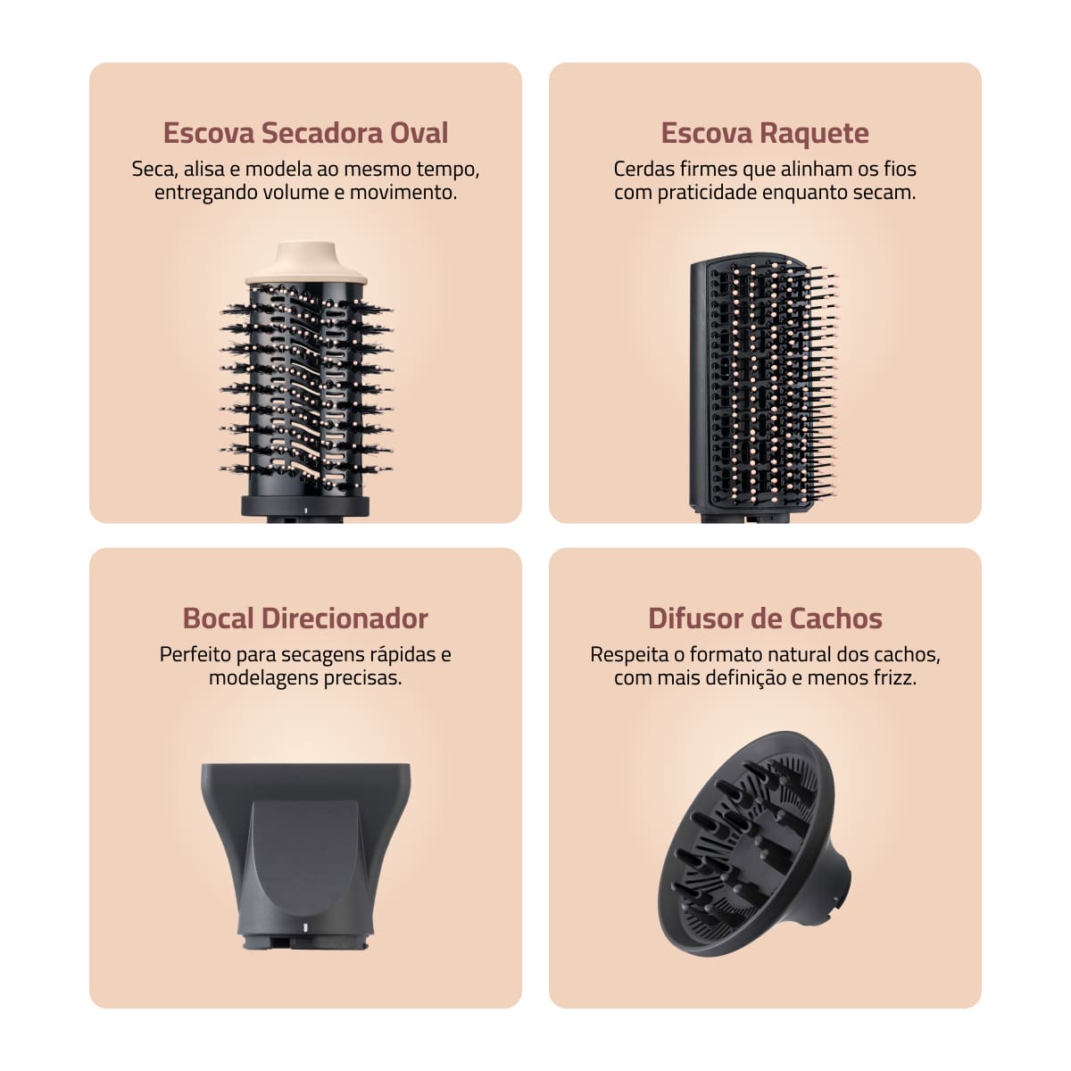 Secador 5 em 1 Mondial SM-01-BLDC-CP 1500W Tecnologia Cerâmica Rosa