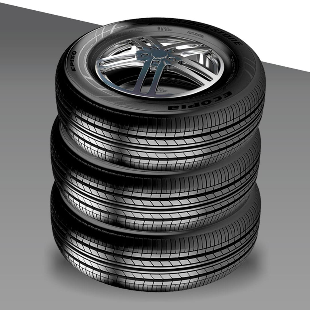 Três Pneus Bridgestone Ecopia EP150 empilhados